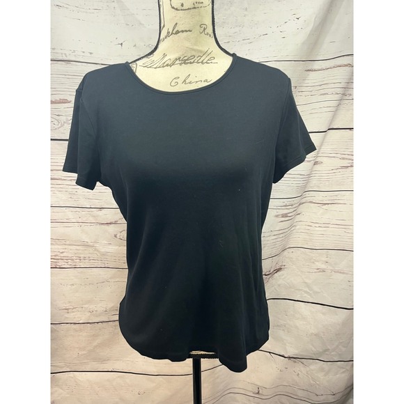 croft & barrow Tops - Croft & Barrow Womens Black 100% Pima Cotton Short Sleeve Crew Neck Tee Size M